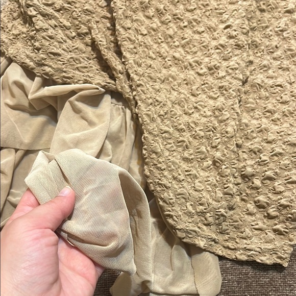 NWT Light Tan Textured Asymmetric Ruffled Midi Dress by Commense - Picture 5 of 9